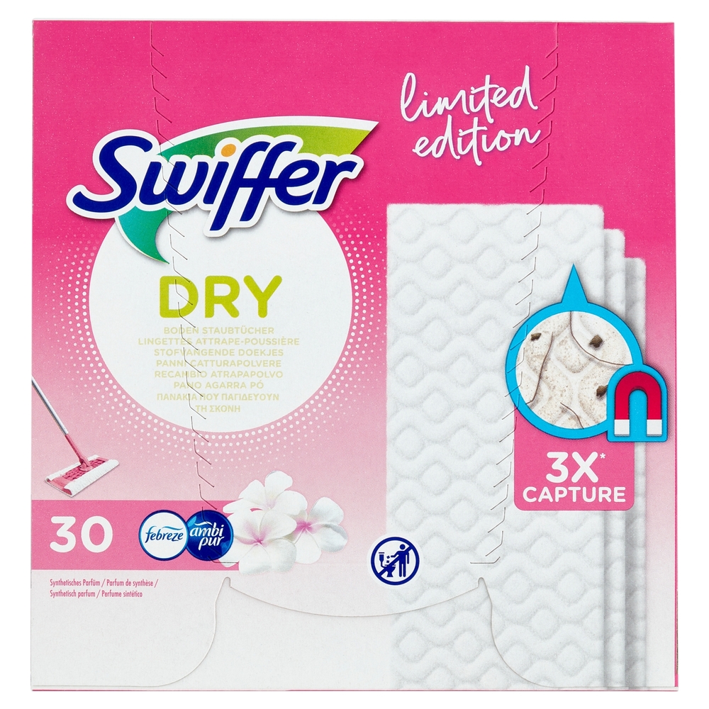 Swiffer Dry Panni Cattura Polvere per Scopa Swiffer - Ricarica 30 Panni limited edition